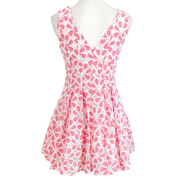 𝅺l'atiste BY AMY PINK WHITE TULLE FLORAL MINI A-LINE  SLEEVELESS COCKTAIL DRESS - Picture 4 of 11